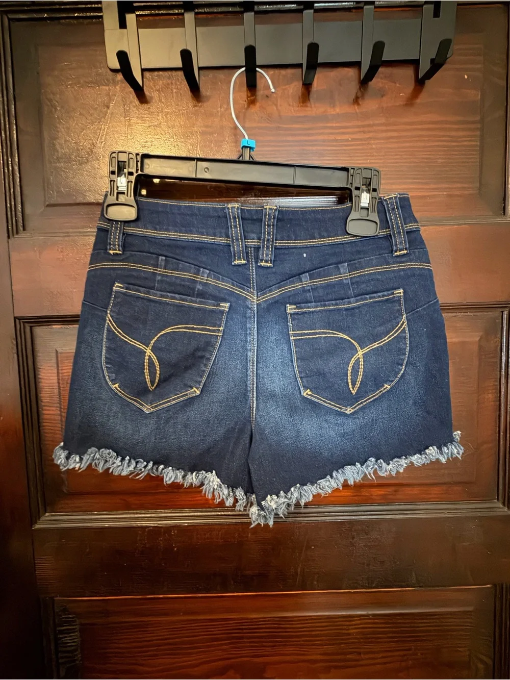 YMI Dark Blue Distressed Frayed Hem Jean Shorts